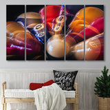 Billiards 8 Ball Billiards Canvas Art 5 Panels B,Large Canvas,Canvas Prints Wall Art Home Decor