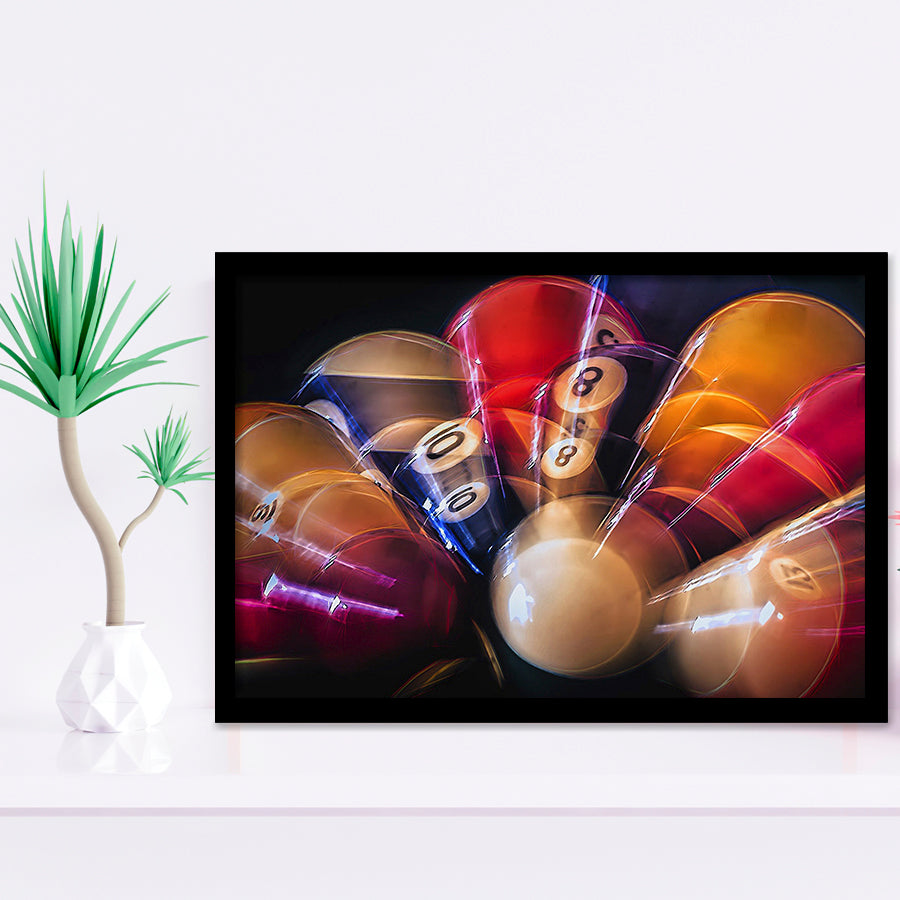 Billiards 8 Ball Billiards Art Framed Art Prints Wall Art Decor,Black Frame, Ready to hang
