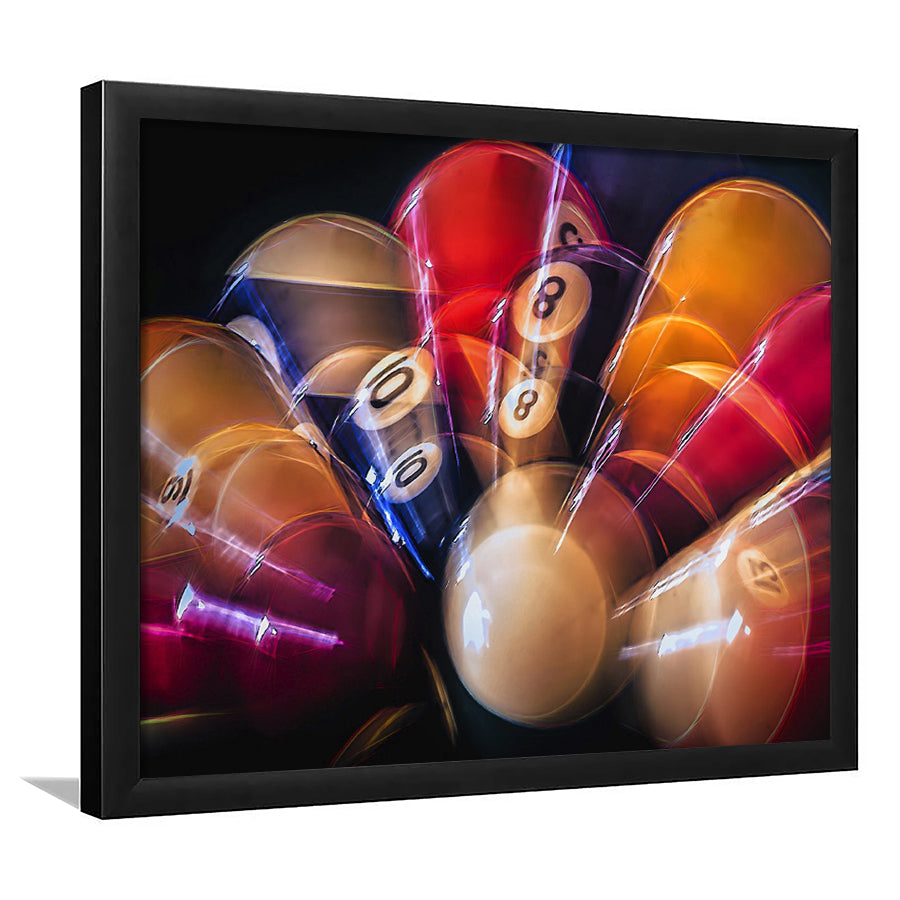 Billiards 8 Ball Billiards Art Framed Art Prints Wall Art Decor,Black Frame, Ready to hang