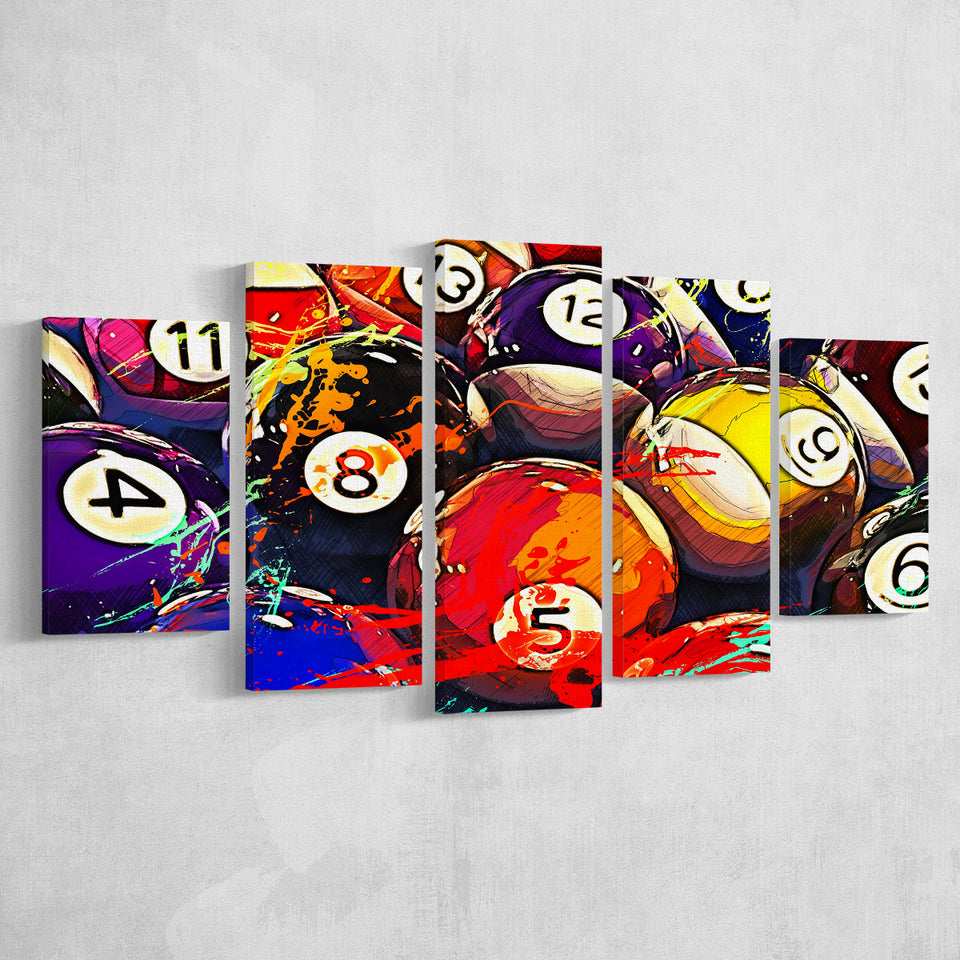 Billiards, Billiards Balls Multi Panels,Canvas Prints Wall Art Home Decor