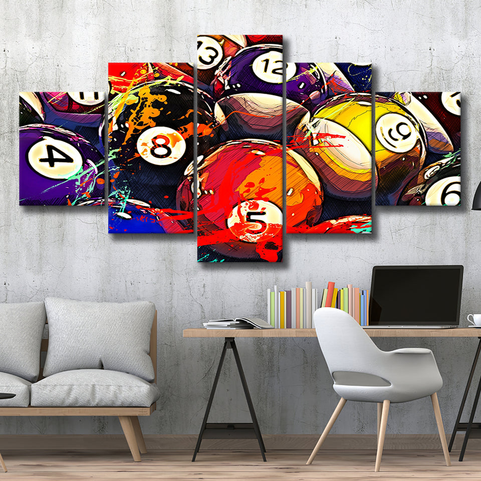 Billiards, Billiards Balls Multi Panels,Canvas Prints Wall Art Home Decor