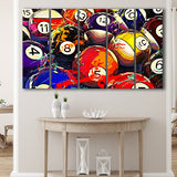 Billiards, Billiards Balls 5 Panels B,Large Canvas,Canvas Prints Wall Art Home Decor