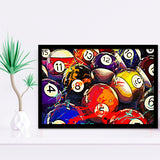 Billiards, Billiards Balls Framed Art Prints Wall Art Decor,Black Frame, Ready to hang