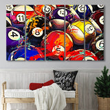 Billiards, Billiards Balls 5 Panels B,Large Canvas,Canvas Prints Wall Art Home Decor