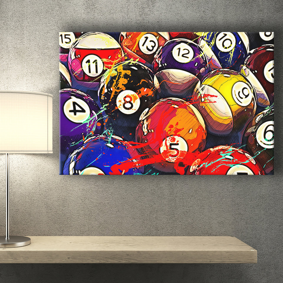 Billiards, Billiards Balls Canvas Prints Wall Art Home Decor - Painting Canvas, Ready to hang