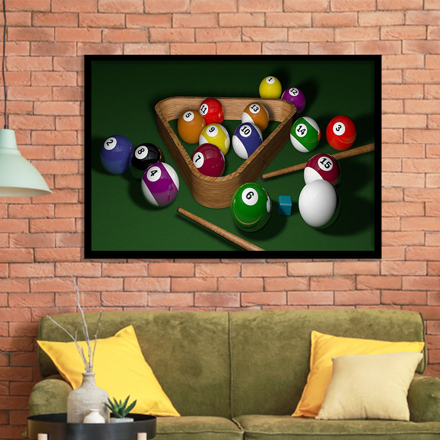 Billiards & Ball Framed Art Prints Wall Decor - Painting Art, Black Frame, Home Decor, Prints for Sale