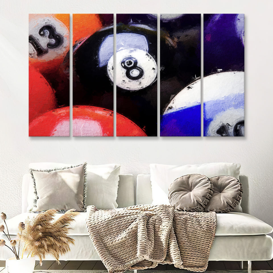 Billiards 5 Piece B Canvas Prints Wall Art Decor - Painting Canvas, Multi Panels