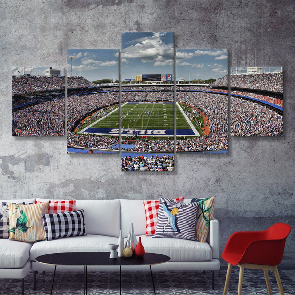 Bills Stadium 5 Pieces Canvas Prints Wall Art - Painting Canvas, Multi Panel, Wall Decor, Canvas Art