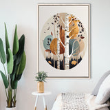 Birch Tree Retro Art Print, Large Canvas, Framed Canvas Print Wall Art Home Decor, Floating Frame
