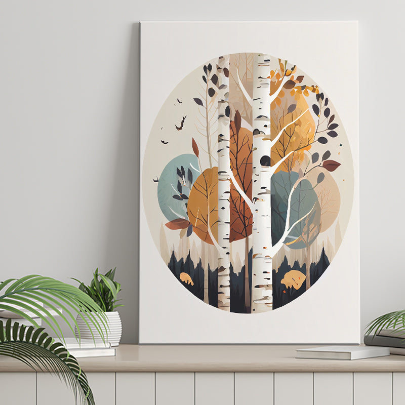 Birch Tree Retro Art Print ,City Art Print, Large Canvas, Canvas Print Wall Art Home Decor