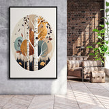 Birch Tree Retro Art Print, Large Canvas, Framed Canvas Print Wall Art Home Decor, Floating Frame