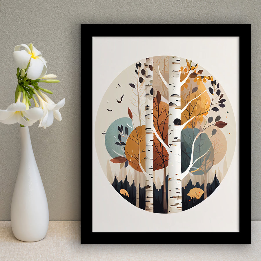 Birch Tree Retro Art Print, City Art Print, Framed Art Print Wall Art Home Decor, Framed Picture