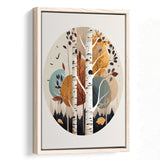 Birch Tree Retro Art Print, Large Canvas, Framed Canvas Print Wall Art Home Decor, Floating Frame