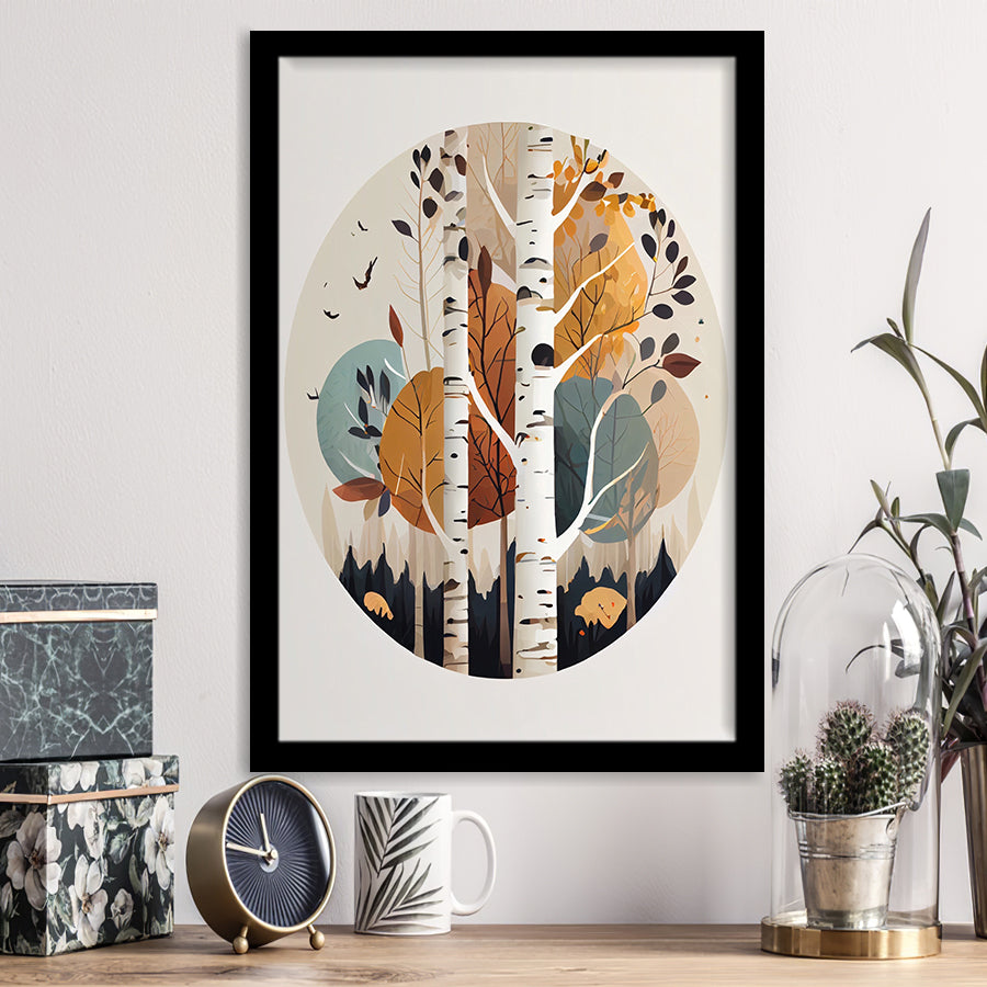 Birch Tree Retro Art Print, City Art Print, Framed Art Print Wall Art Home Decor, Framed Picture