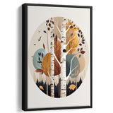 Birch Tree Retro Art Print, Large Canvas, Framed Canvas Print Wall Art Home Decor, Floating Frame