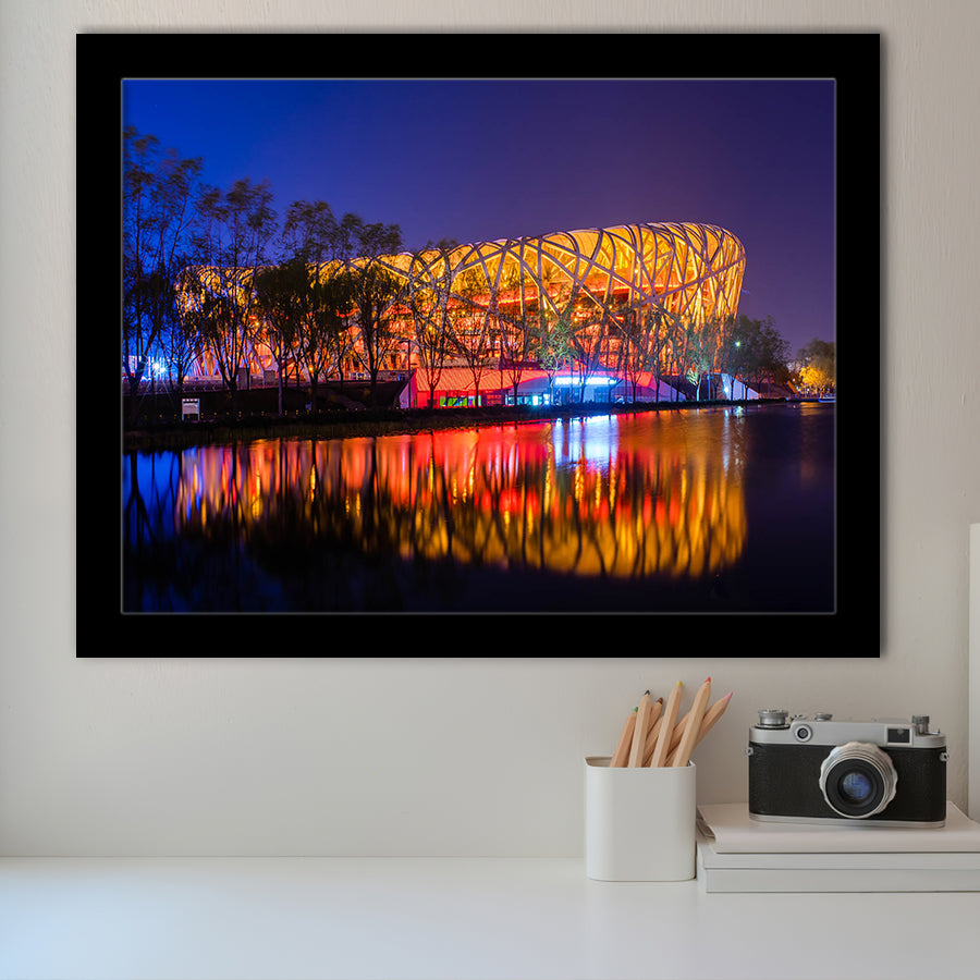 Birds Nest Beijing Stadium, Stadium Canvas, Sport Art, Gift for him, Framed Art Prints Wall Art Decor, Framed Picture
