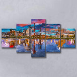 Birmingham Alabama Usa City Skyline 5 Pieces Mixed Canvas Prints Wall Art Home Decor