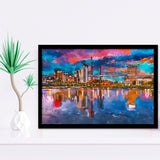 Birmingham Alabama Usa City Skyline City Art Watercolor Framed Art Prints Wall Art Decor,Framed Picture