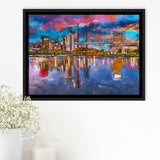 Birmingham Alabama Usa City Skyline City Art Watercolor Framed Canvas Prints Wall Art Home Decor,Floating Frame