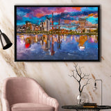 Birmingham Alabama Usa City Skyline City Art Watercolor Framed Canvas Prints Wall Art Home Decor,Floating Frame