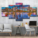 Birmingham Alabama Usa City Skyline 5 Pieces Mixed Canvas Prints Wall Art Home Decor