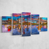 Birmingham Alabama Usa City Skyline 5 Pieces Mixed Canvas Prints Wall Art Home Decor
