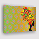 Black African Lady w Colorful Turban Canvas Prints Wall Art - Painting Canvas, African Art, Home Wall Decor, Painting Prints, For Sale