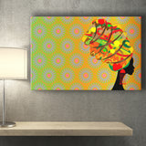 Black African Lady w Colorful Turban Canvas Prints Wall Art - Painting Canvas, African Art, Home Wall Decor, Painting Prints, For Sale