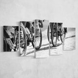 Black And White Cycling Canvas Print Roubaix Cycling 5 Piece Canvas Prints Wall Art Decor, Multi Panels, Mixed Canvas