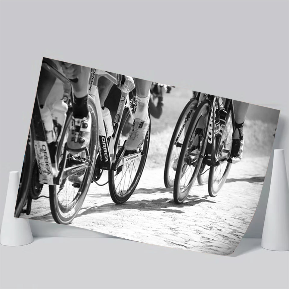 Black And White Cycling Canvas Print Roubaix Cycling Poster Prints Wall Art Decor, Unframe, Poster Art