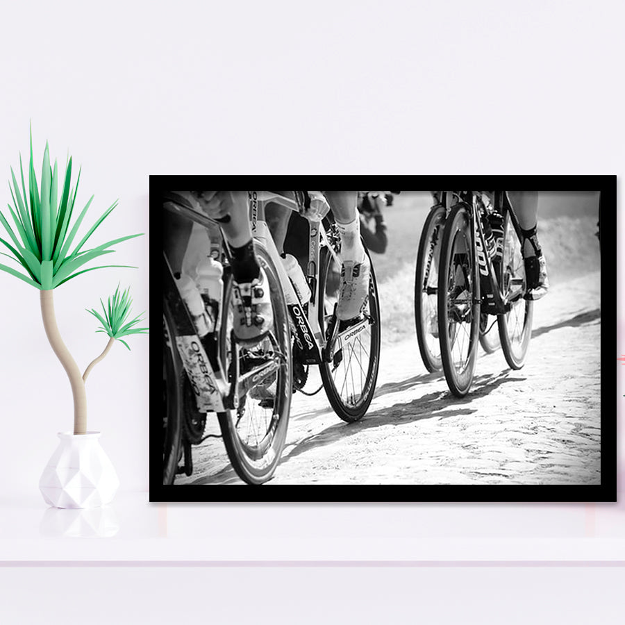 Black And White Cycling Canvas Print Roubaix Cycling Framed Art Prints Wall Art Decor, Framed Picture, Home Decor