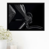 Black And White Cycling Canvas Print Framed Canvas Prints Wall Art Decor, Framed Picture, Floating Frame