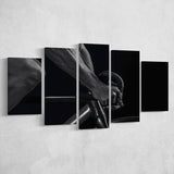 Black And White Cycling Canvas Print 5 Piece Canvas Prints Wall Art Decor, Multi Panels, Mixed Canvas