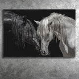 Black And White Horse, Horse Couple, Canvas Prints Wall Art Home Decor