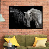 Black And White Horse, Horse Couple, Framed Art Prints Wall Art Home Decor, Ready to Hang