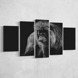 Black And White Lion, Lion Wall Art, Multi Panels, 5 Pieces, Canvas Prints Wall Art Home Decor