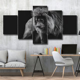 Black And White Lion, Lion Wall Art, Multi Panels, 5 Pieces, Canvas Prints Wall Art Home Decor