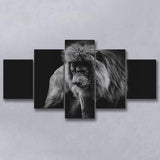 Black And White Lion, Lion Wall Art, Multi Panels, 5 Pieces, Canvas Prints Wall Art Home Decor