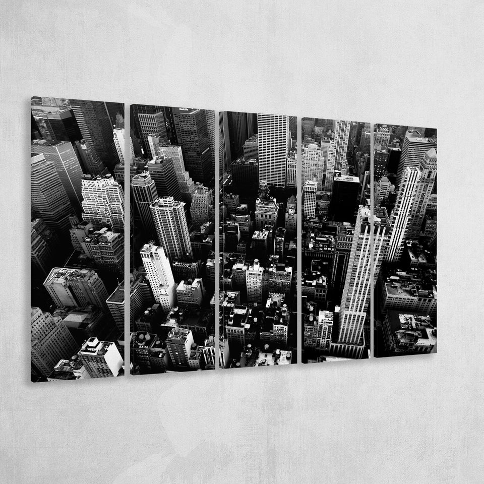 Black And White New York 5 Piece B Canvas Prints Wall Art, Multi Panels,Large Canvas