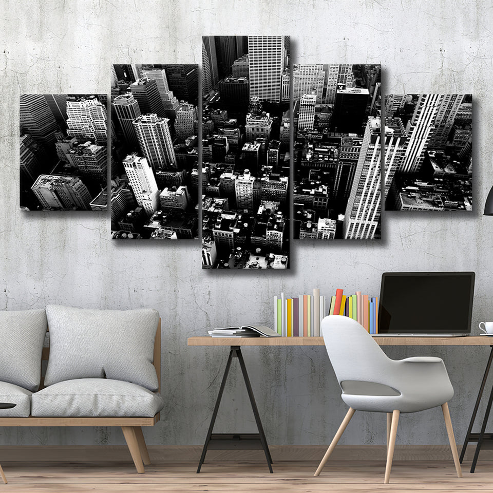 Black And White New York 5 Piece Canvas Prints Wall Art Decor, Multi Panels, Mixed Canvas
