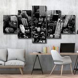 Black And White New York 5 Piece Canvas Prints Wall Art Decor, Multi Panels, Mixed Canvas