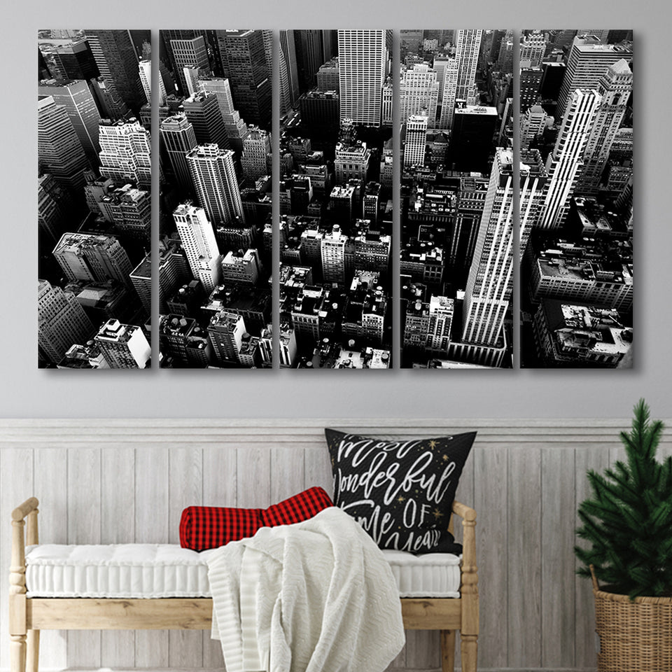 Black And White New York 5 Piece B Canvas Prints Wall Art, Multi Panels,Large Canvas