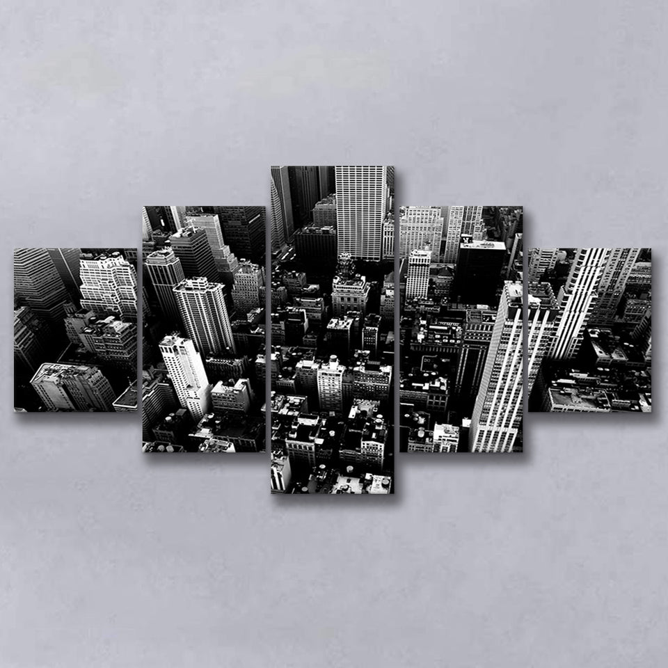 Black And White New York 5 Piece Canvas Prints Wall Art Decor, Multi Panels, Mixed Canvas
