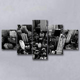 Black And White New York 5 Piece Canvas Prints Wall Art Decor, Multi Panels, Mixed Canvas