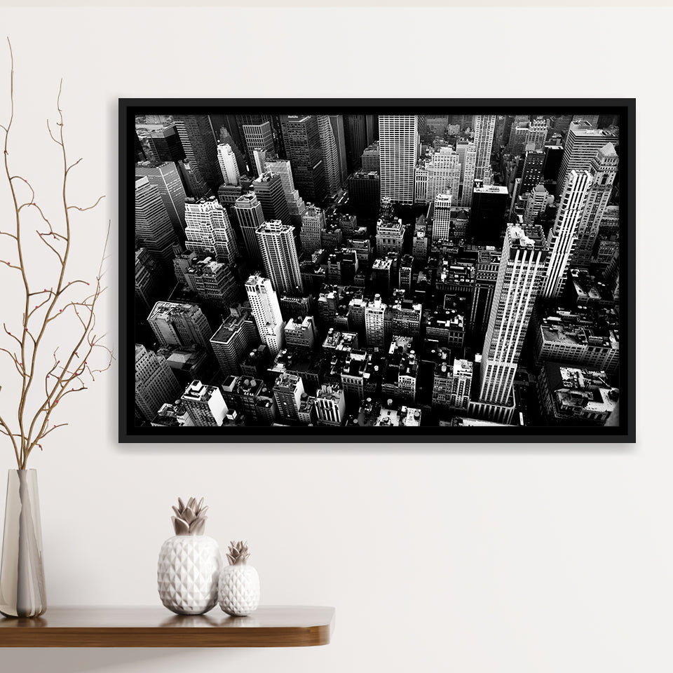 Black And White New York Framed Canvas Prints Wall Art Decor, Framed Picture, Floating Frame