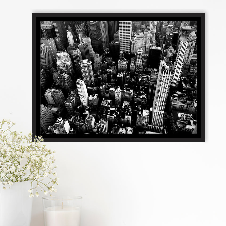 Black And White New York Framed Canvas Prints Wall Art Decor, Framed Picture, Floating Frame