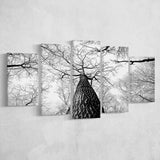 Black And White  Trees Art 5 Piece Canvas Prints Wall Art Decor, Multi Panels, Mixed Canvas