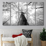 Black And White  Trees Art 5 Piece B Canvas Prints Wall Art, Multi Panels,Large Canvas