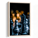 Black Chess Piece Art Framed Canvas Prints Wall Art, Floating Frame, Large Canvas Home Decor