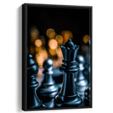 Black Chess Piece Art Framed Canvas Prints Wall Art, Floating Frame, Large Canvas Home Decor